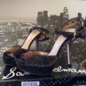 LEOPARD Sam Edelman Stiletto Platform Heels shiny